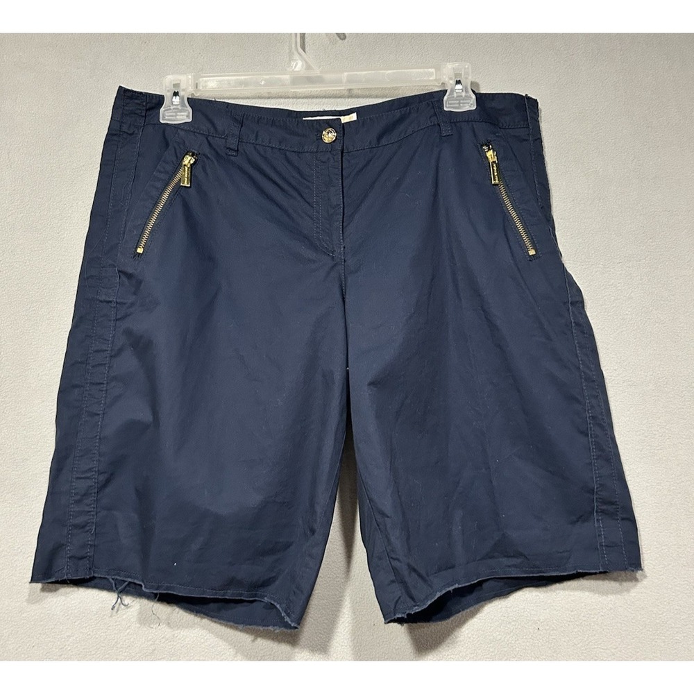 Michael Kors Mens Shorts Size 40 Navy Blue Zip Pockets Golf Flat Front